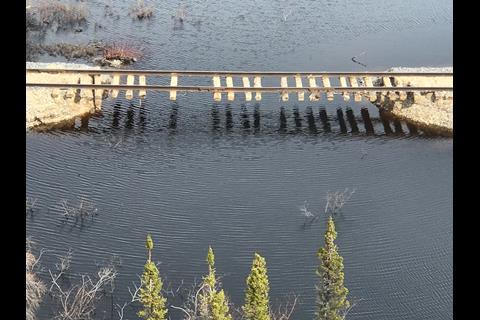 Hudson Bay Railway flood damage.